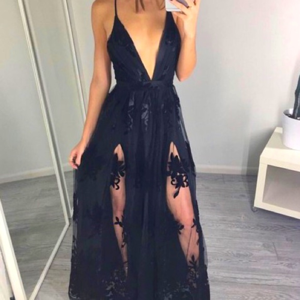 Formal Maxi Lace Cutout Dress